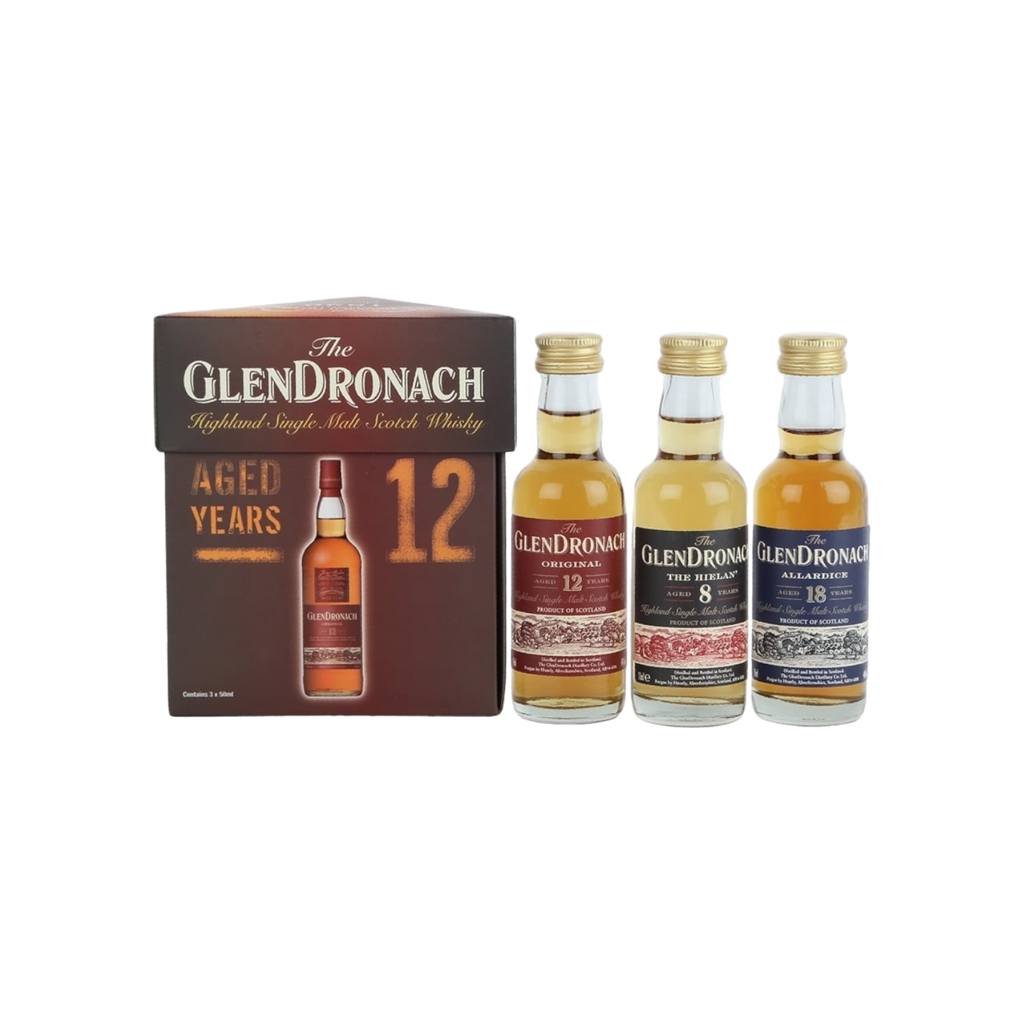 Glendronach Miniature Gift Set – 8 Years / 12 Years / 18 Years